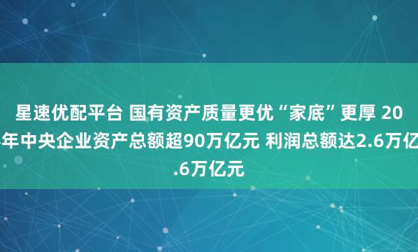 星速优配平台 国有资产质量更优“家底”更厚 2024年中央企业资产总额超90万亿元 利润总额达2.6万亿元