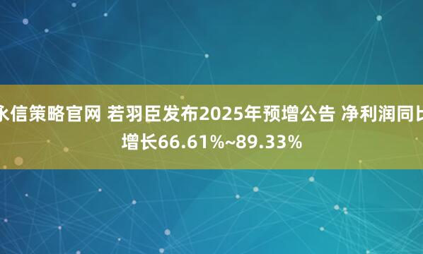 永信策略官网 若羽臣发布2025年预增公告 净利润同比增长66.61%~89.33%